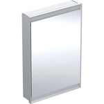 Armario con espejo Geberit ONE con ComfortLight y una puerta, montaje empotrado, 90 cm de altura: B=60cm, Aluminio anodizado, Puerta=Lado de fijación a la derecha